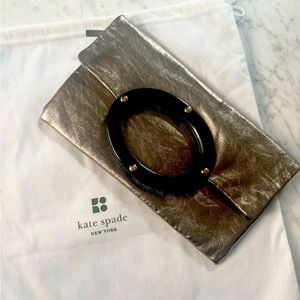 Kate Spade gold leather clutch